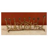 Vintage Brass Modernist Figural Hanukkah Menorah