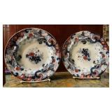 Pair of Antique Imperial Stone Ironstone Soup