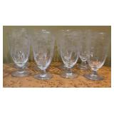 8 Vintage Fostoria Navarre Etched Crystal Footed