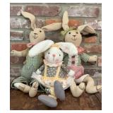 Primitive Country Easter Bunny Plush Doll Lot ï¿½