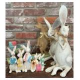 Easter Bunny Decor Lot ï¿½ White Rabbit Figurines