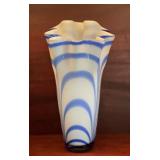 Vintage Cased Art Glass Vase with Cobalt Blue