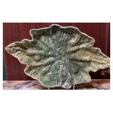 Made in Italy Majolica Style Green Leaf Ceramic