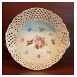 Vintage Sitzendorf Reticulated Porcelain Basket