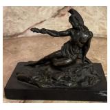Antique Neoclassical Bronze Reclining Greek