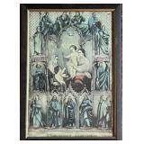 Antique Holy Family Chromolithograph with Twelve