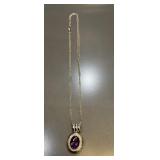Vintage 925 Sterling Silver Purple Faceted Stone