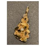 Vintage 14K Yellow Gold Nugget Style Diamond