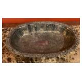 Vintage Silverplate Oval Footed Serving Bowl with
