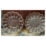 Pair of Vintage Clear Pressed Glass Deviled Egg