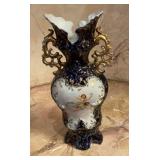 Vintage Porcelain Cobalt Blue Double Handle Vase
