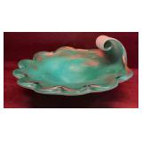 Vintage Green Satin Art Glass Cornucopia Horn of