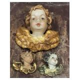 Antique Style Gilt Polychrome Angel Cherub Wall