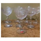 8 Fostoria Navarre Glass Etched Coupe Champagne