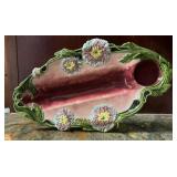 Antique Austrian Majolica Floral Celery/Relish