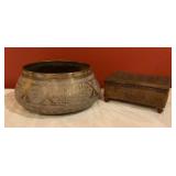 Vintage Middle Eastern Brass Bowl with Islamic
