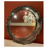 Vintage Silverplate Round Gallery Plateau Mirror