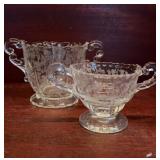 2 Antique Cambridge Rose Point Sugar Bowls Etched