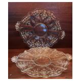 2 Vintage Fostoria Navarre Floral Etched Sandwich