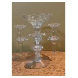 Vintage Clear Glass Two Light Candleholder