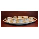Vintage Porcelain Tea Cup Service with Oval