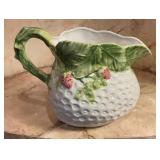 Vintage Majolica Style Strawberry Pitcher White
