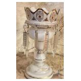 Antique Victorian White Opaline Glass Lustre