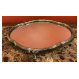Twoï¿½s Company Silver-Tone Oval Vanity Mirror Tray