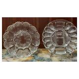 Lot of 2 Vintage Clear Pressed Glass Deviled Egg