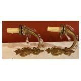 Pair of Vintage Brass Tone Wall Sconces with