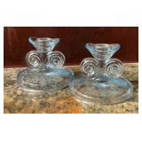 Pair of Vintage Cambridge Caprice Blue Etched