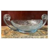 Vintage Cambridge Caprice Blue Etched Glass