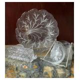 Vintage Pressed Glass Covered Butter Dish,