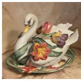 Vintage Fitz and Floyd 1995 Hand-Painted Swan