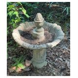 Cast Stone Pedestal Garden Birdbath with Scalloped