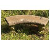 Curved Cast Stone Garden Bench, Classical Scroll