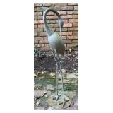 Tall Brass Crane Heron Garden Sculpture with