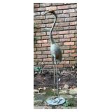 Tall Brass Crane Heron Garden Sculpture with