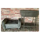 Brown Wicker Garden Basket and Ottoman