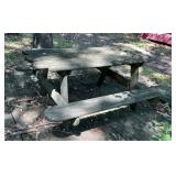 Rustic Wood Picnic Table with Attached Benches, 6