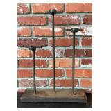 Industrial Iron Triple Pillar Candle Holder Stand