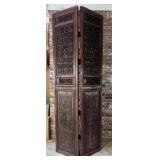 Tall Asian Carved Wood Architectural Screen Panel