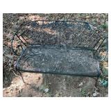 Black Metal Mesh Garden Bench, Scroll Armrests, 47