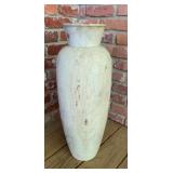 Large White Marbleized Ceramic Floor Vase, Gray