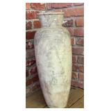 Large White Marbleized Ceramic Floor Vase, Gray