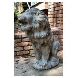 Large Cast Stone Lion Garden Statue, Seated