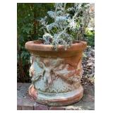 Large Terracotta Garden Planter with Raised Cherub