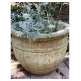 Large Round Weathered Cast Stone Garden Planter