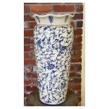 Large Blue and White Asian Porcelain Floor Vase