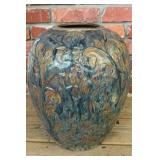 Large Blue Yellow Multicolor Glazed Ceramic Vase